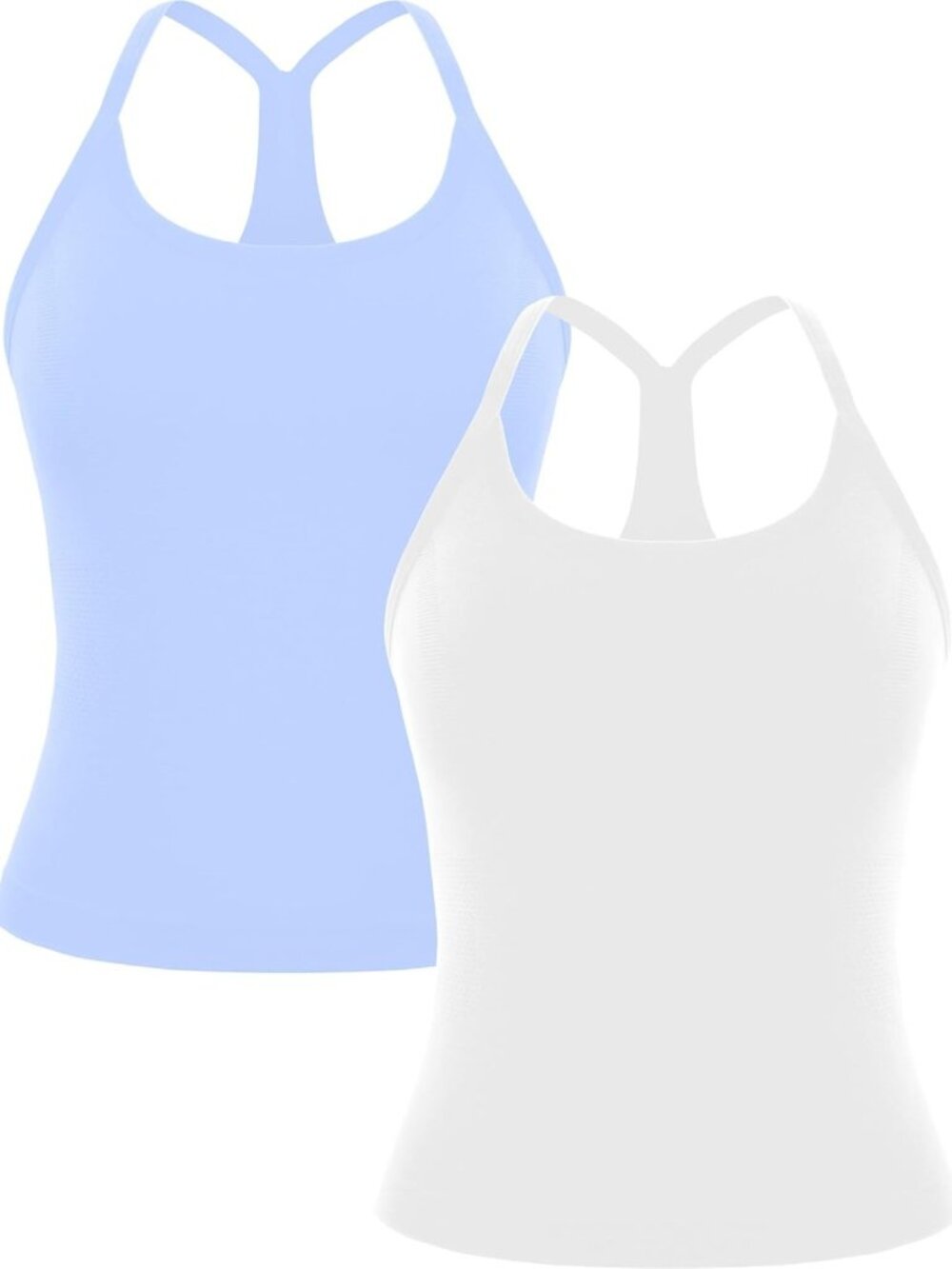 2 Pack Women's Workout Racerback Tank Tops with Built-In Bra for Activewear